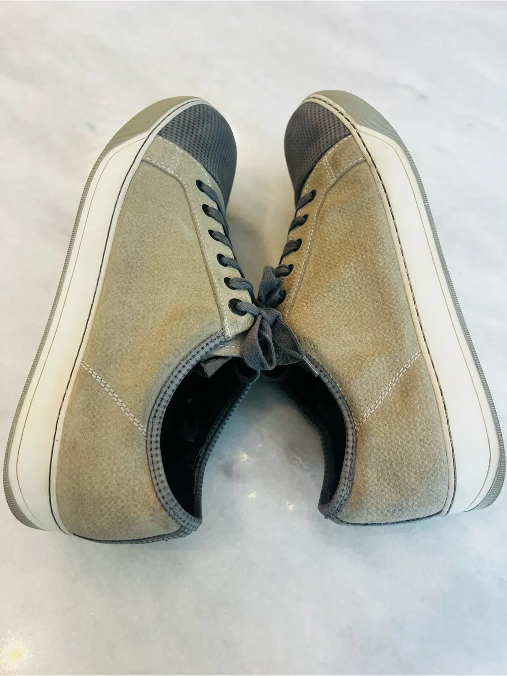 Lanvin DBB1 Men's Low-Top Suede Sneakers Taupe Gray size 11